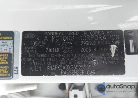 2016 Kia Forte Lx z USA, uszkodzony, nr VIN KNAFK5A8XG5525535